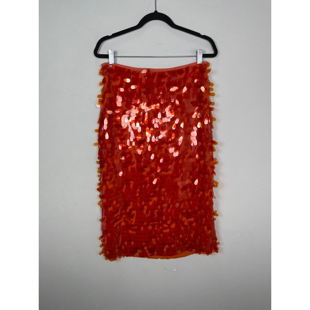 Anthropologie Red Sequin Midi Skirt - Picture 3 of 7